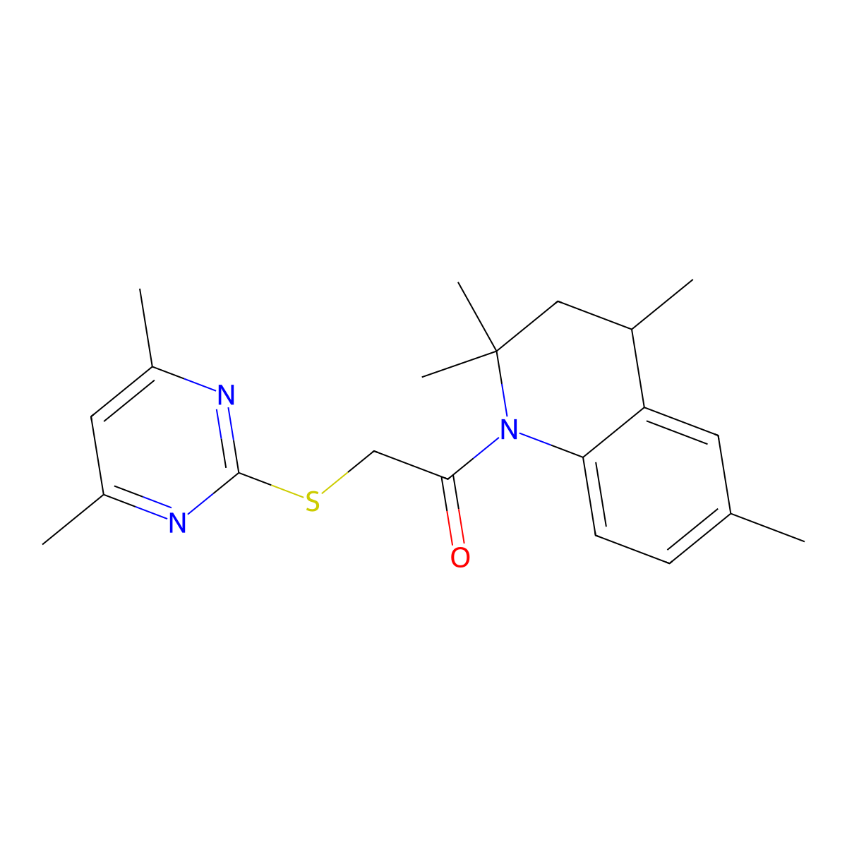 2-[(4,6-dimethylpyrimidin-2-yl)sulfanyl]-1-(2,2,4,6-tetramethyl-3,4-dihydroquinolin-1(2H)-yl)ethanone molecular structure, CAS 433324-87-9
