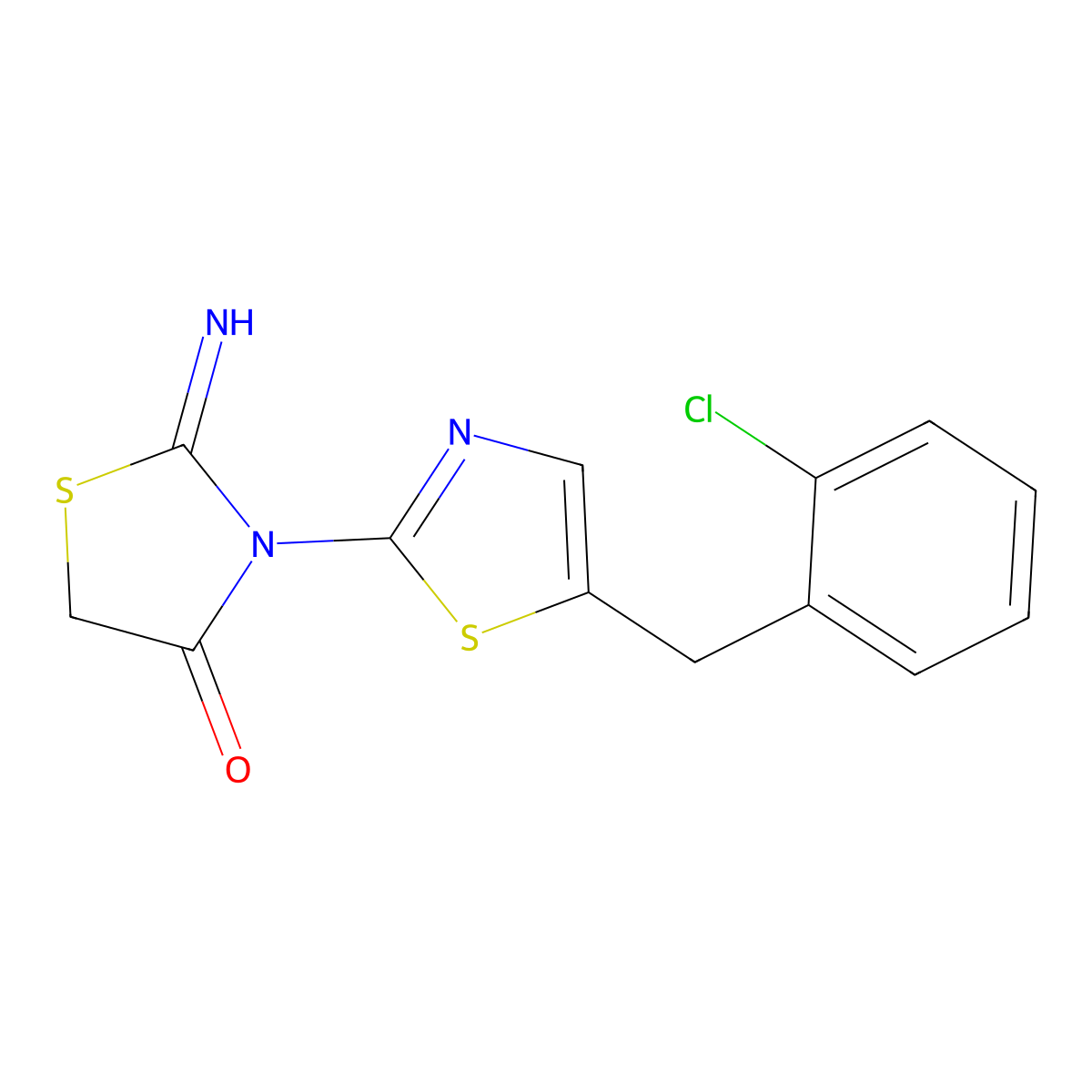 3-[5-[(2-Chlorophenyl)methyl]-1,3-thiazol-2-yl]-2-imino-1,3-thiazolidin-4-one molecular structure, CAS 433325-17-8