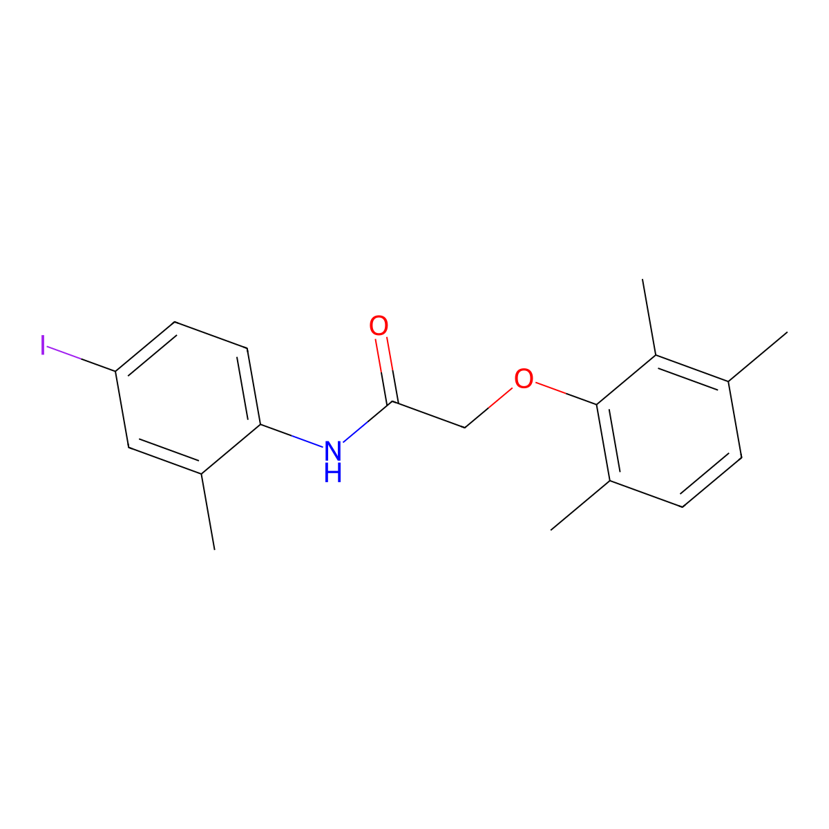N-(4-iodo-2-methylphenyl)-2-(2,3,6-trimethylphenoxy)acetamide molecular structure, CAS 433325-33-8