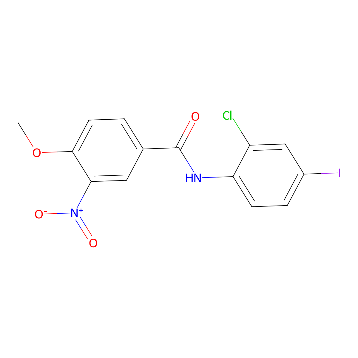 N-(2-chloro-4-iodophenyl)-4-methoxy-3-nitrobenzamide molecular structure, CAS 433325-40-7
