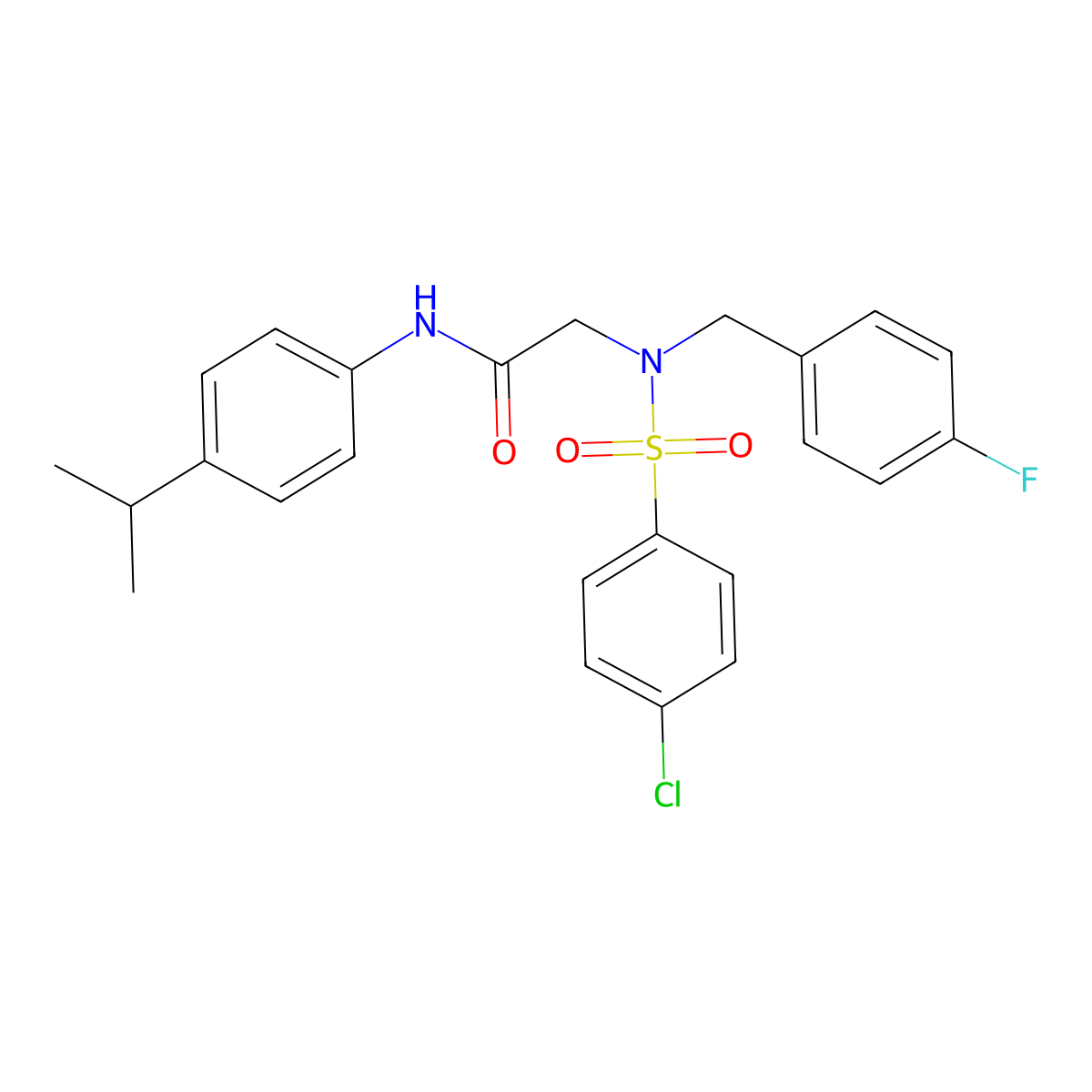 2-[(4-chlorophenyl)sulfonyl-[(4-fluorophenyl)methyl]amino]-N-(4-propan-2-ylphenyl)acetamide molecular structure, CAS 433325-46-3