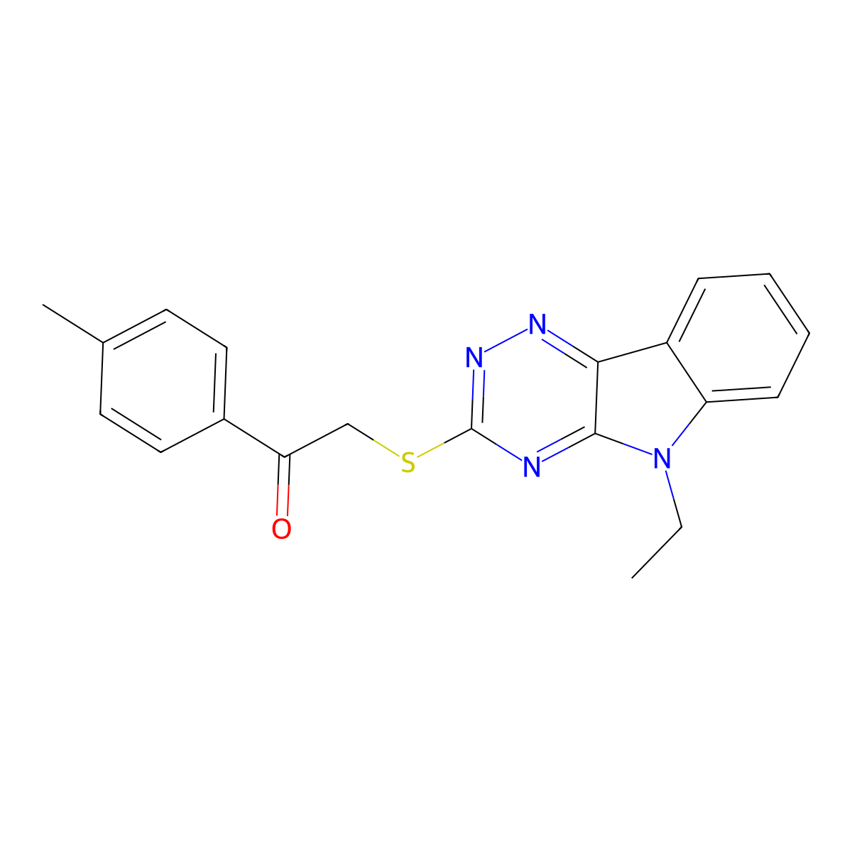 2-[(5-Ethyl-[1,2,4]triazino[5,6-b]indol-3-yl)sulfanyl]-1-(4-methylphenyl)ethanone molecular structure, CAS 433325-65-6