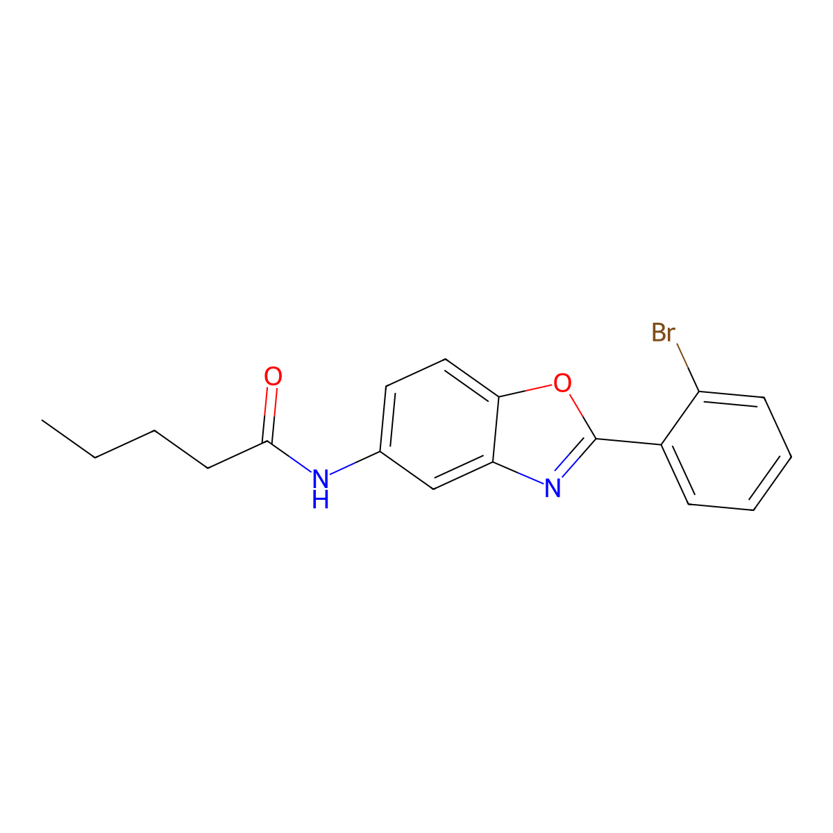 N-[2-(2-bromophenyl)-1,3-benzoxazol-5-yl]pentanamide molecular structure, CAS 433325-77-0