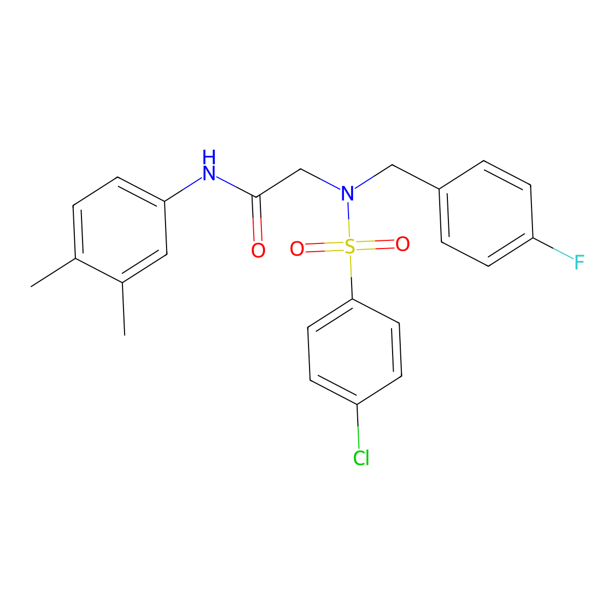 2-[(4-chlorophenyl)sulfonyl-[(4-fluorophenyl)methyl]amino]-N-(3,4-dimethylphenyl)acetamide molecular structure, CAS 433325-93-0