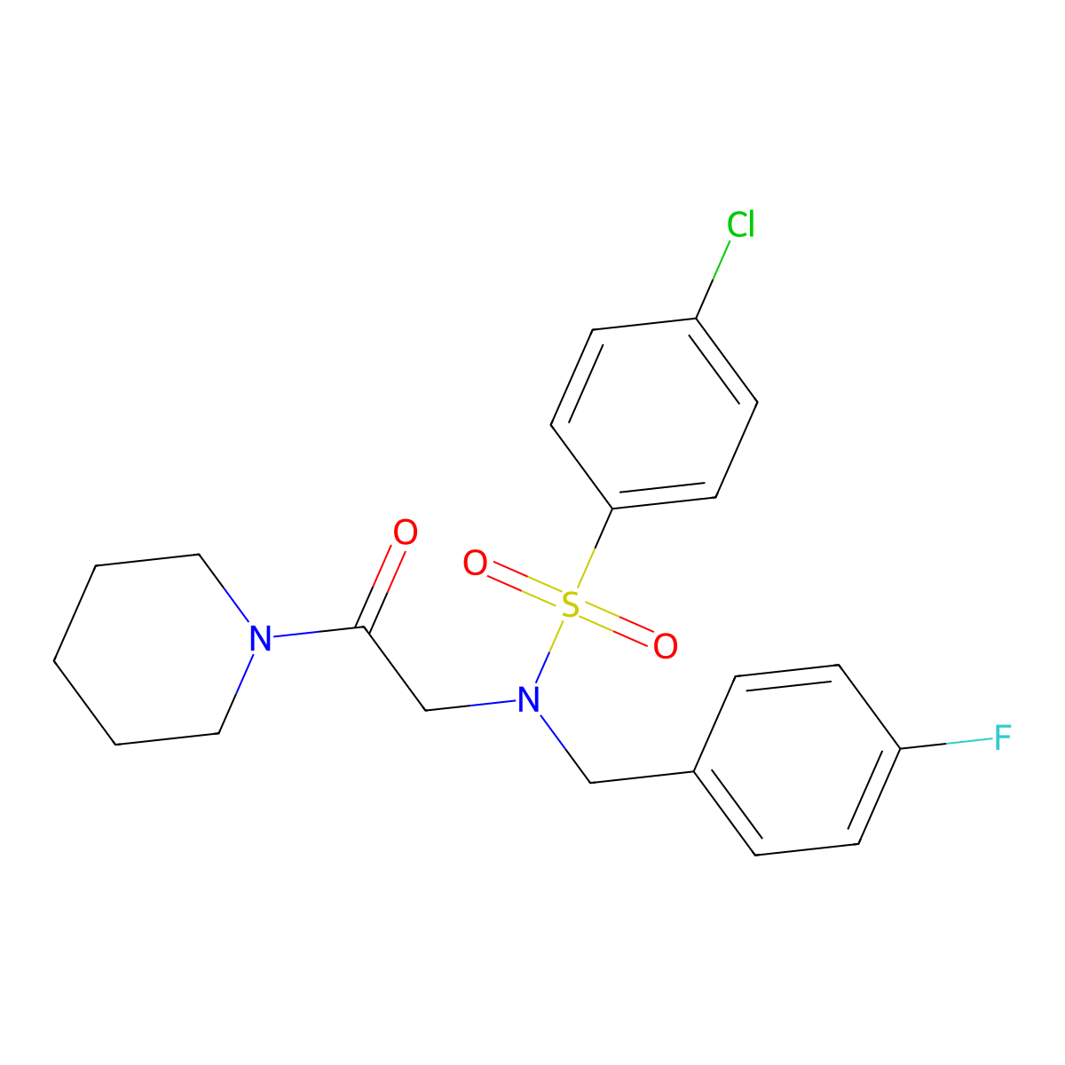 4-chloro-N-(4-fluorobenzyl)-N-[2-oxo-2-(piperidin-1-yl)ethyl]benzenesulfonamide molecular structure, CAS 433326-29-5