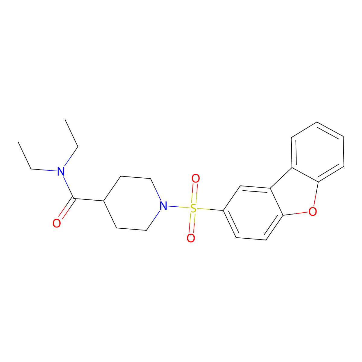 1-dibenzofuran-2-ylsulfonyl-N,N-diethylpiperidine-4-carboxamide molecular structure, CAS 433326-37-5
