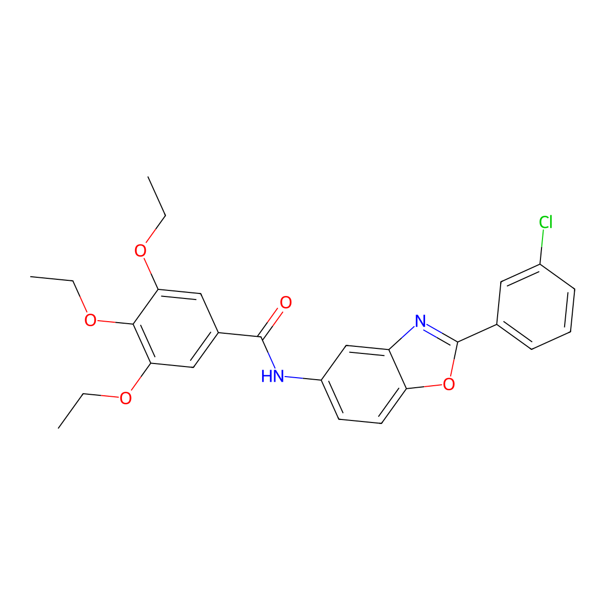 N-[2-(3-chlorophenyl)-1,3-benzoxazol-5-yl]-3,4,5-triethoxybenzamide molecular structure, CAS 433326-70-6