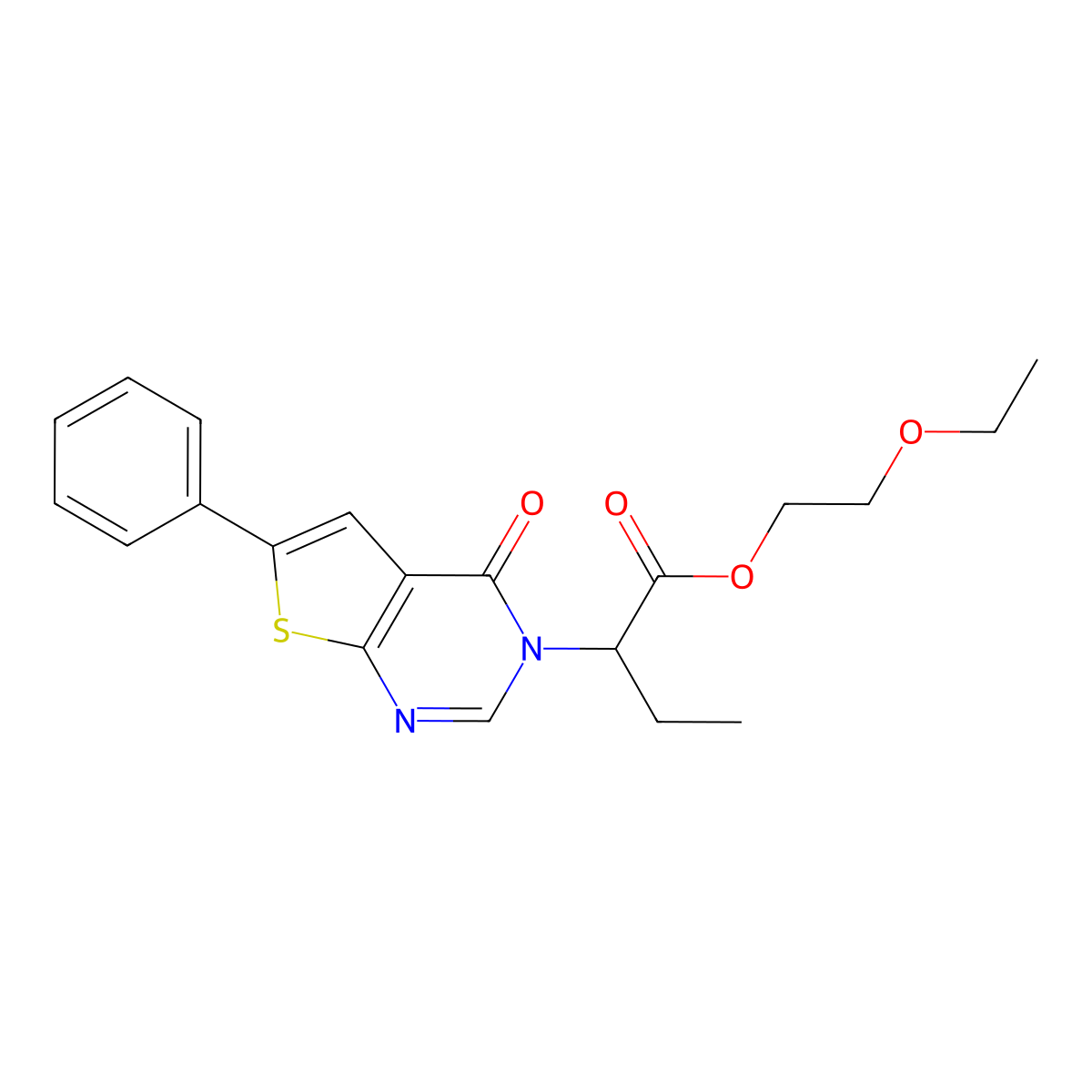 2-ethoxyethyl 2-(4-oxo-6-phenylthieno[2,3-d]pyrimidin-3(4H)-yl)butanoate molecular structure, CAS 433326-81-9