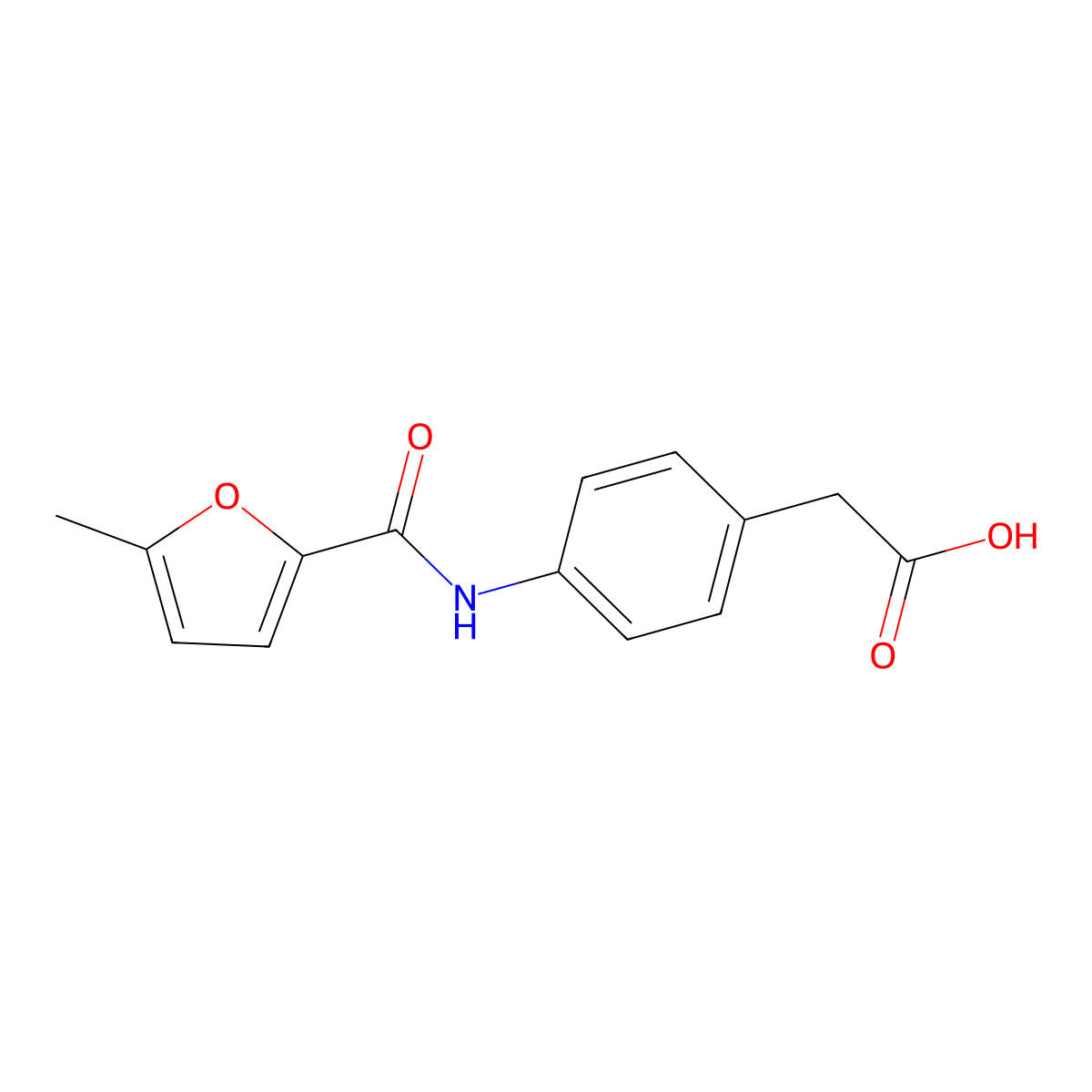 4-(((5-Methyl-2-furanyl)carbonyl)amino)benzeneacetic acid molecular structure, CAS 433326-87-5