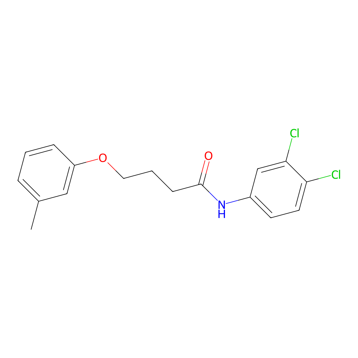 N-(3,4-dichlorophenyl)-4-(3-methylphenoxy)butanamide molecular structure, CAS 433326-90-0