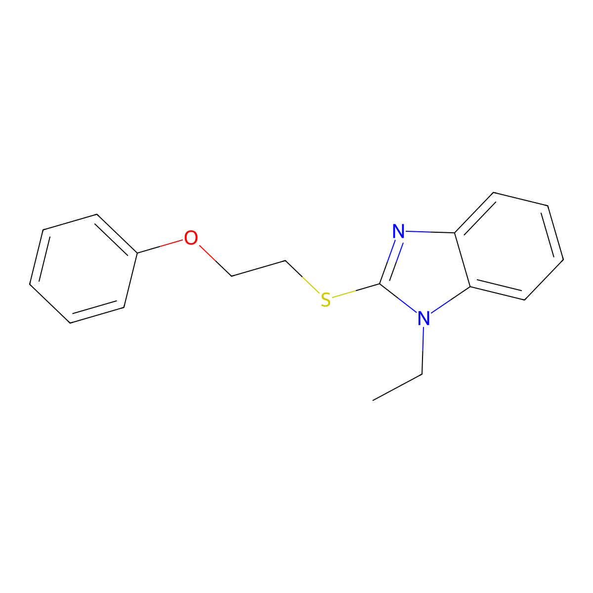 1-Ethyl-2-(2-phenoxyethylsulfanyl)benzimidazole molecular structure, CAS 433327-07-2