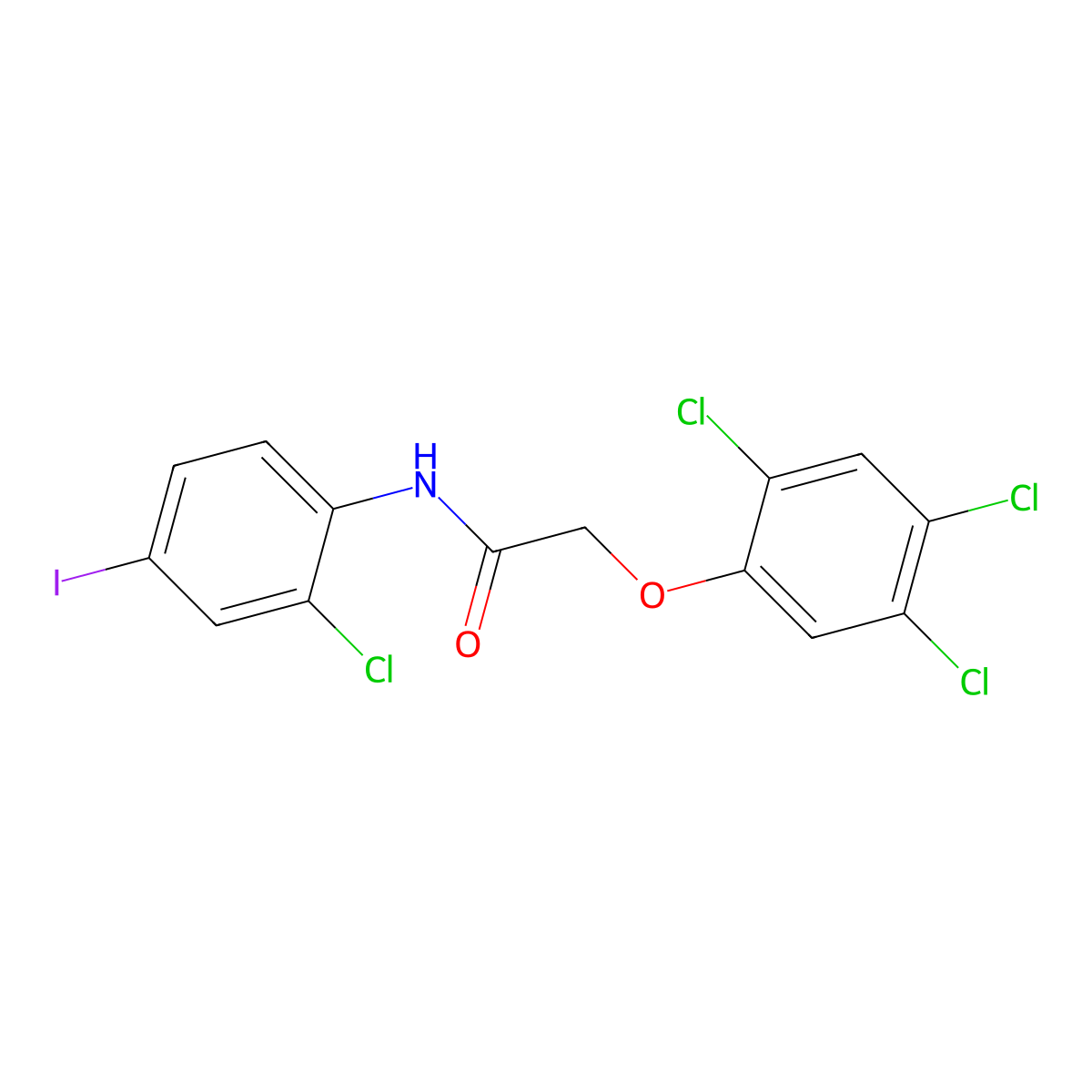 N-(2-chloro-4-iodophenyl)-2-(2,4,5-trichlorophenoxy)acetamide molecular structure, CAS 433327-12-9