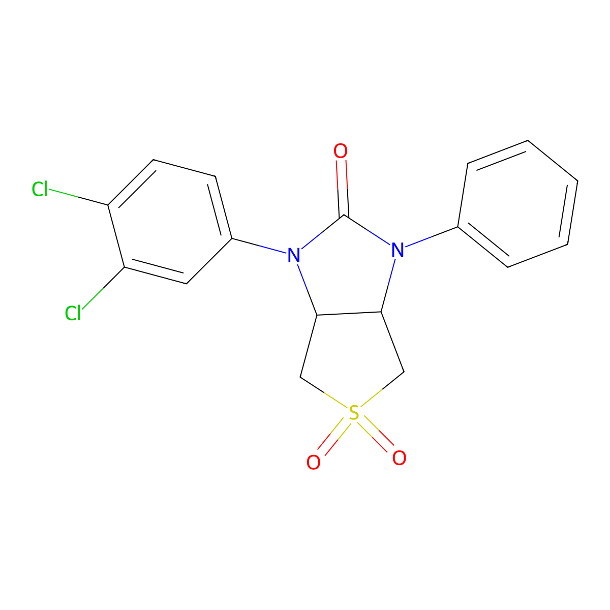 1-(3,4-dichlorophenyl)-3-phenyltetrahydro-1H-thieno[3,4-d]imidazol-2(3H)-one 5,5-dioxide molecular structure, CAS 433327-24-3