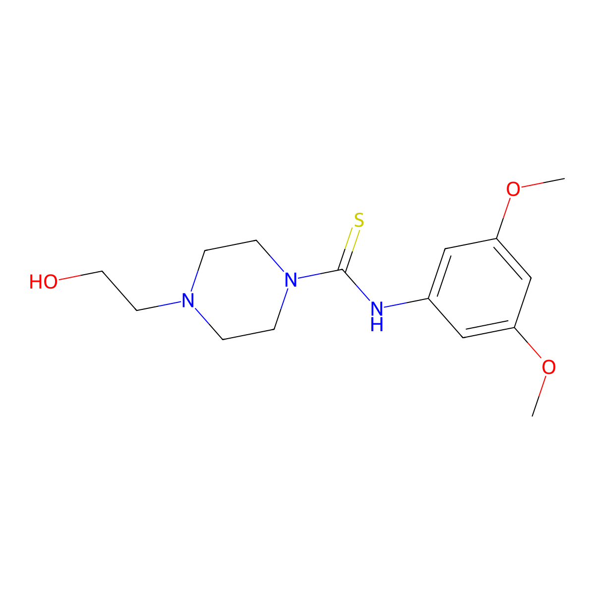 N-(3,5-dimethoxyphenyl)-4-(2-hydroxyethyl)piperazine-1-carbothioamide molecular structure, CAS 433327-39-0