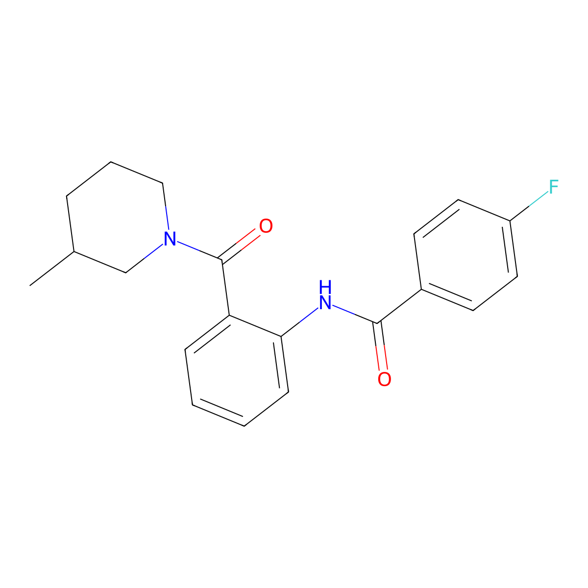 4-fluoro-N-[2-(3-methylpiperidine-1-carbonyl)phenyl]benzamide molecular structure, CAS 433327-60-7
