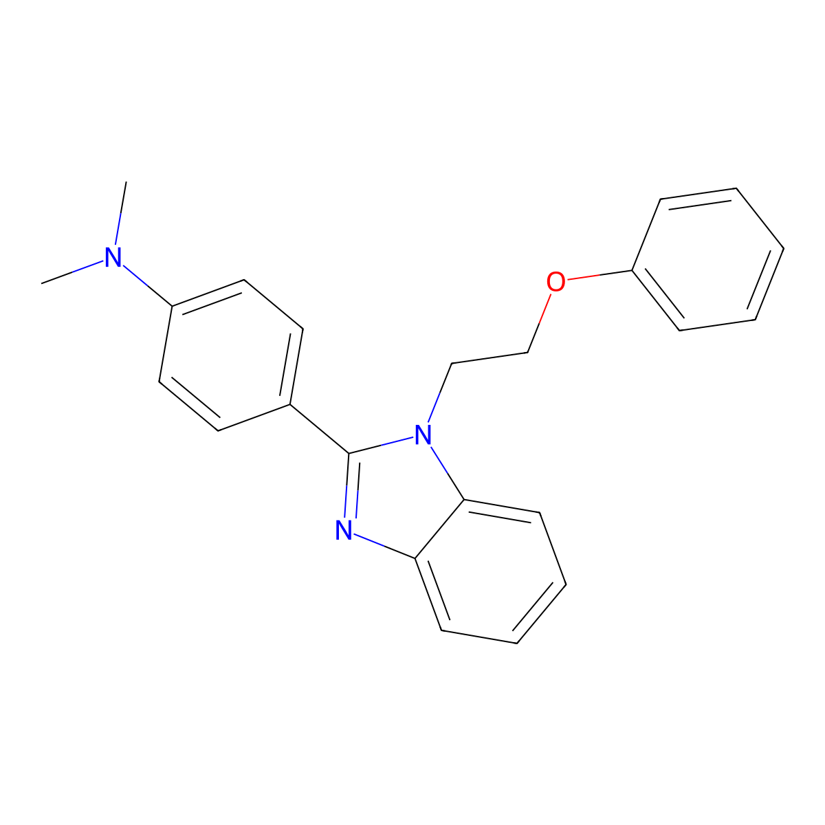 N,N-dimethyl-4-(1-(2-phenoxyethyl)-1H-benzo[d]imidazol-2-yl)aniline molecular structure, CAS 433327-65-2