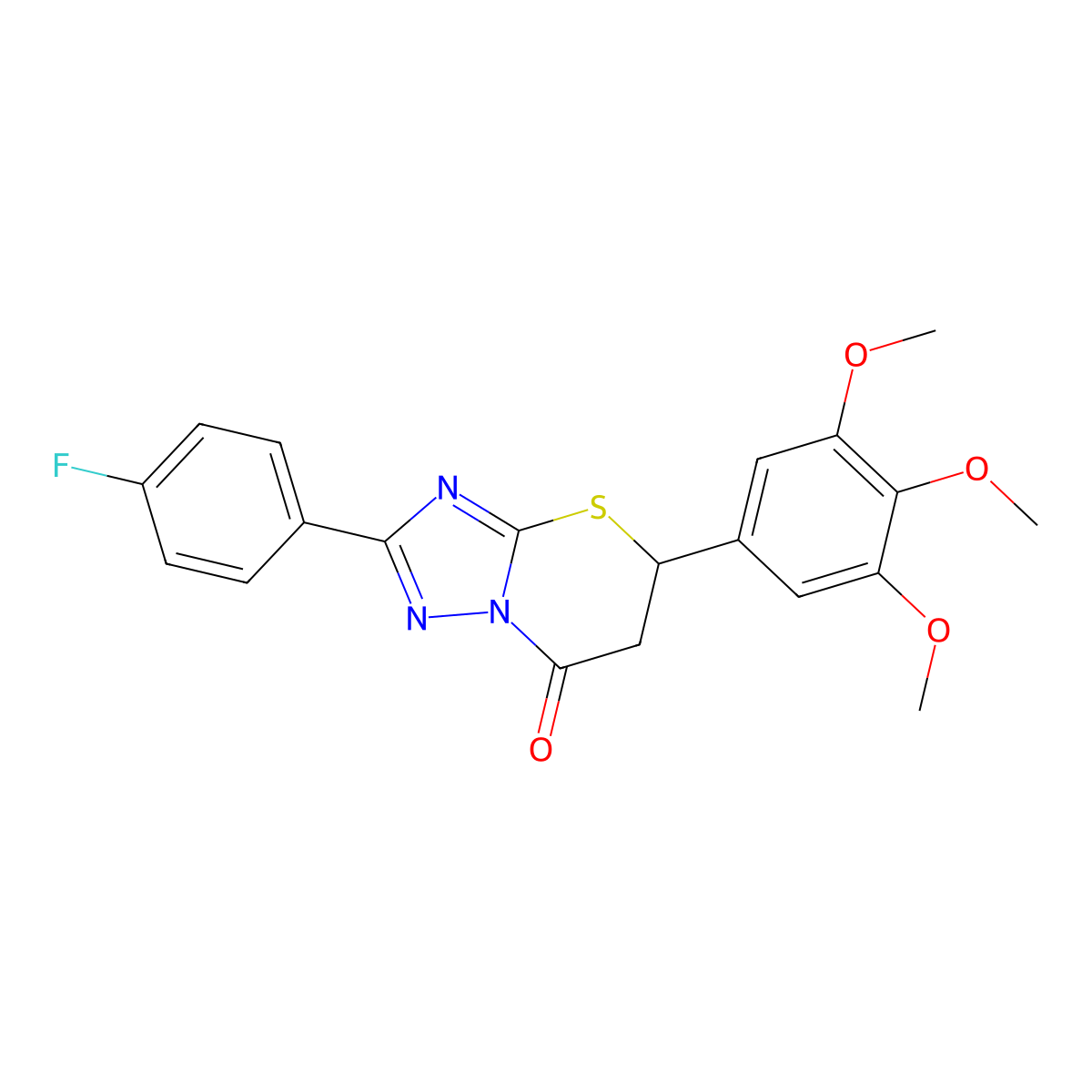 2-(4-fluorophenyl)-5-(3,4,5-trimethoxyphenyl)-5,6-dihydro-7H-[1,2,4]triazolo[5,1-b][1,3]thiazin-7-one molecular structure, CAS 433327-67-4