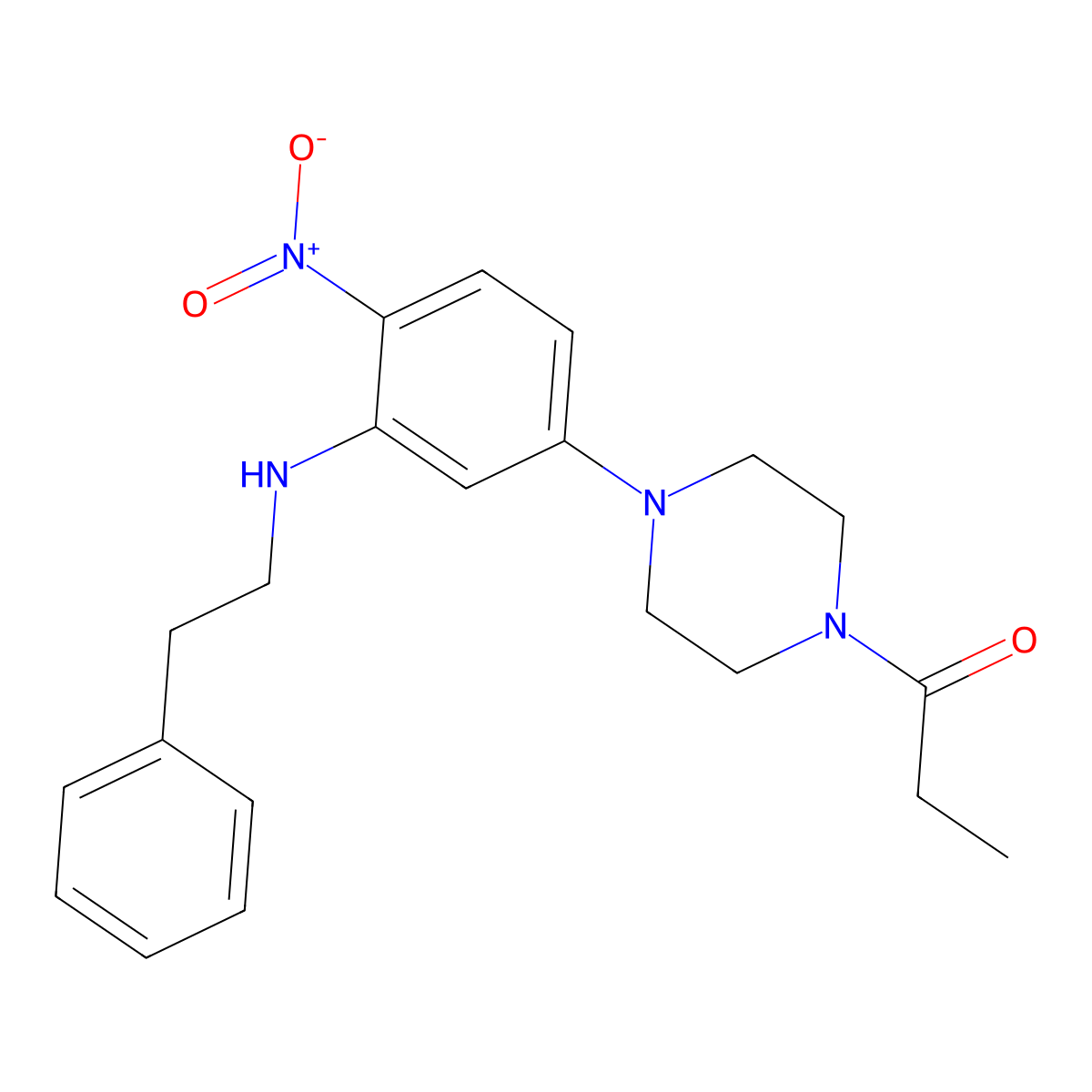 1-(4-{4-Nitro-3-[(2-phenylethyl)amino]phenyl}piperazin-1-yl)propan-1-one molecular structure, CAS 433327-68-5