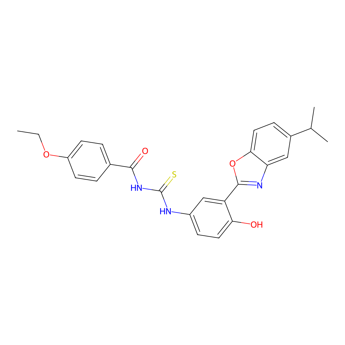 4-ethoxy-N-({4-hydroxy-3-[5-(propan-2-yl)-1,3-benzoxazol-2-yl]phenyl}carbamothioyl)benzamide molecular structure, CAS 433327-76-5
