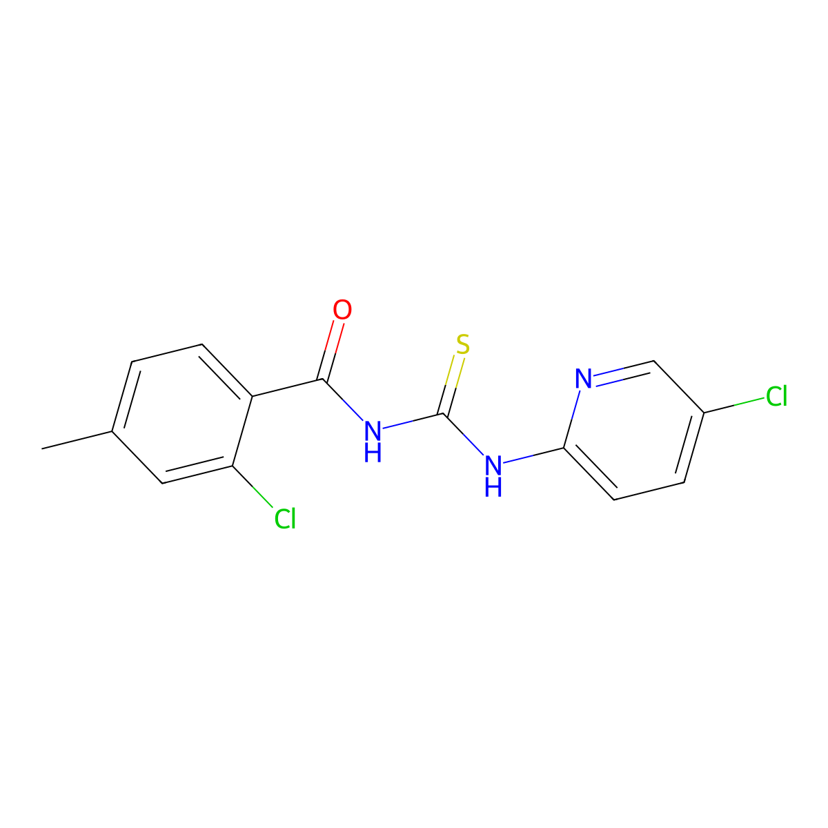 2-chloro-N-[(5-chloropyridin-2-yl)carbamothioyl]-4-methylbenzamide molecular structure, CAS 433327-77-6