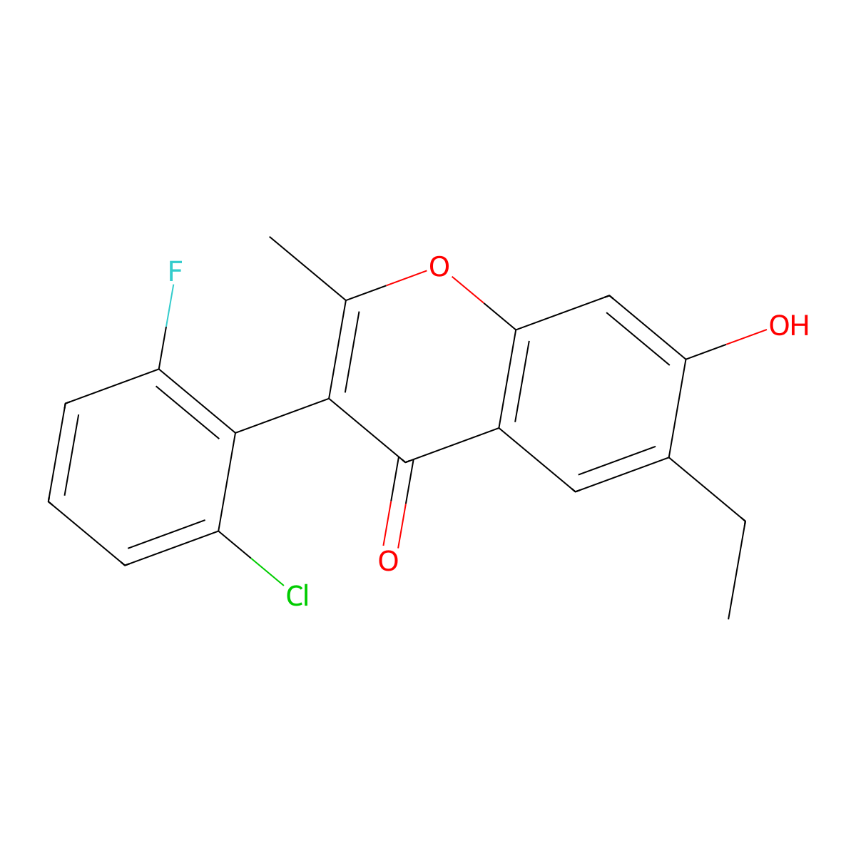 3-(2-Chloro-6-fluoro-phenyl)-6-ethyl-7-hydroxy-2-methyl-chromen-4-one molecular structure, CAS 433327-78-7