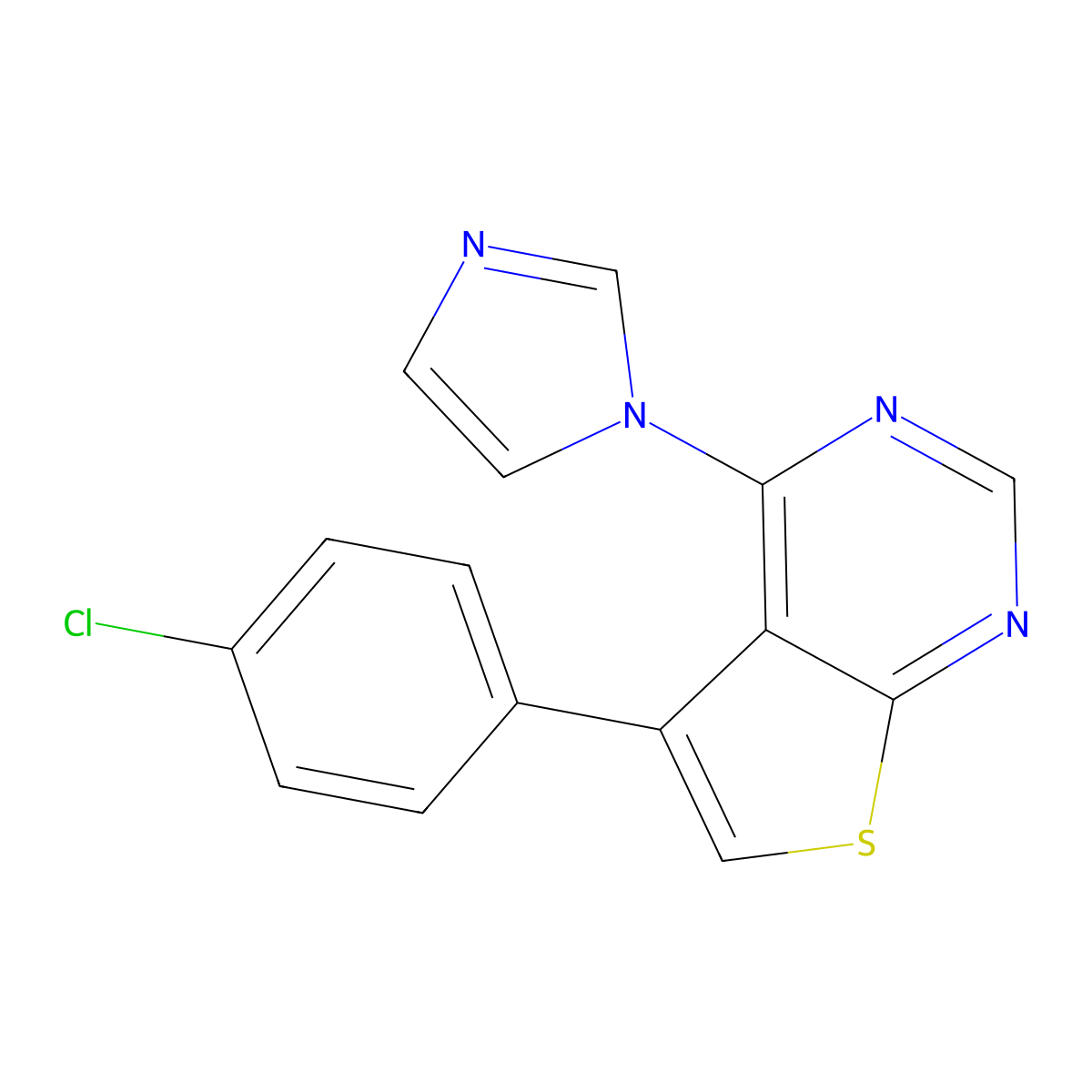 5-(4-chlorophenyl)-4-(1H-imidazol-1-yl)thieno[2,3-d]pyrimidine molecular structure, CAS 433327-84-5
