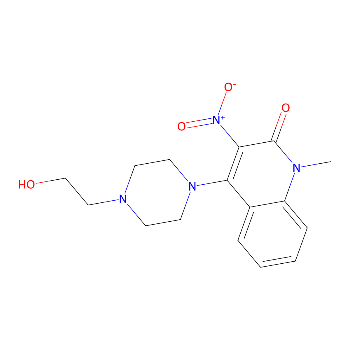 4-[4-(2-hydroxyethyl)piperazin-1-yl]-1-methyl-3-nitroquinolin-2(1H)-one molecular structure, CAS 433327-92-5