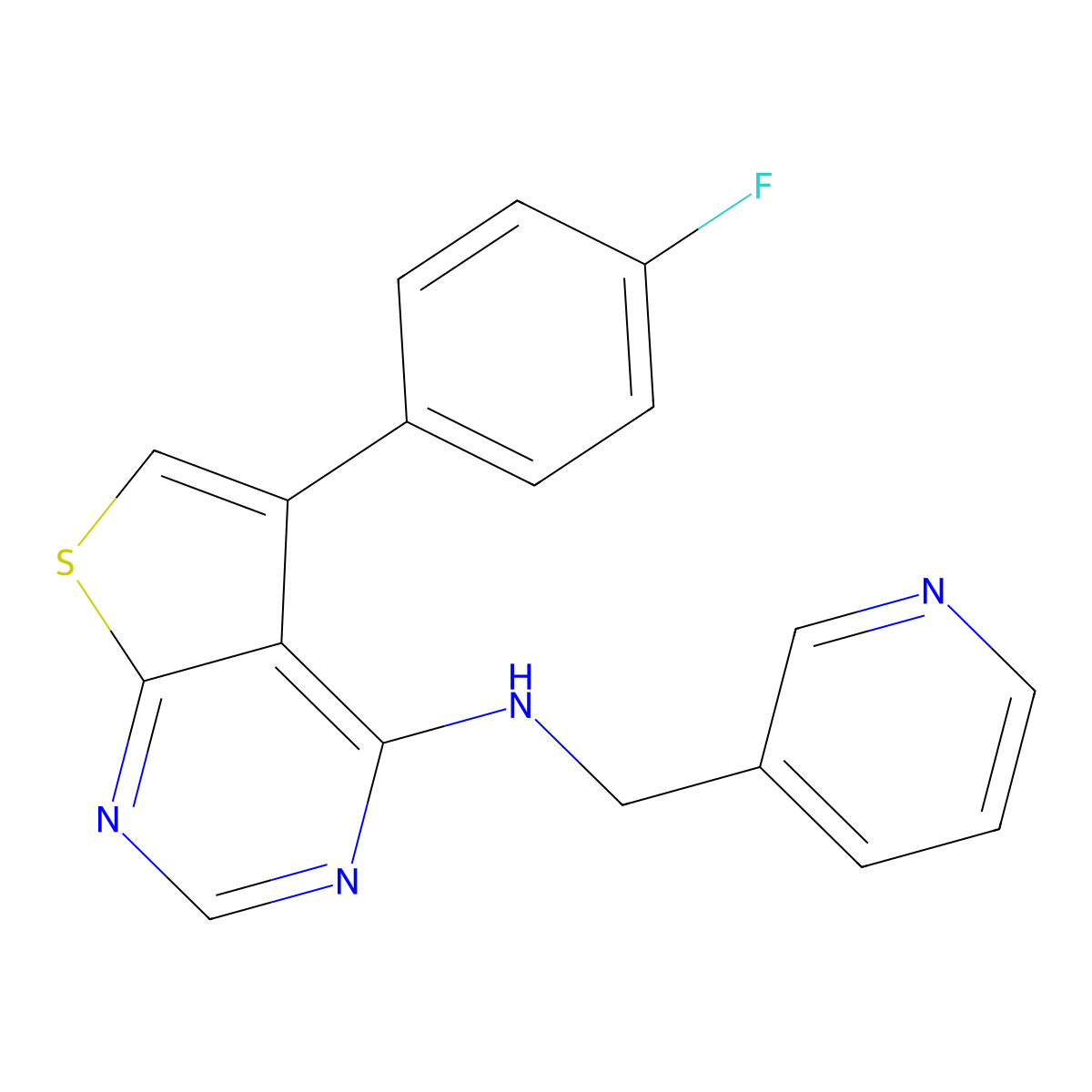 5-(4-fluorophenyl)-N-(pyridin-3-ylmethyl)thieno[2,3-d]pyrimidin-4-amine molecular structure, CAS 433327-94-7