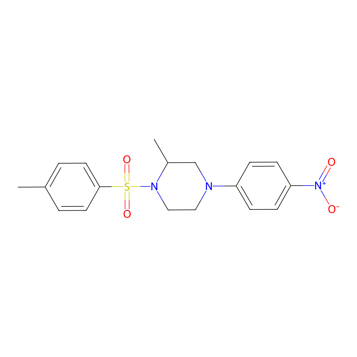 2-Methyl-1-[(4-methylphenyl)sulfonyl]-4-(4-nitrophenyl)piperazine molecular structure, CAS 433327-98-1