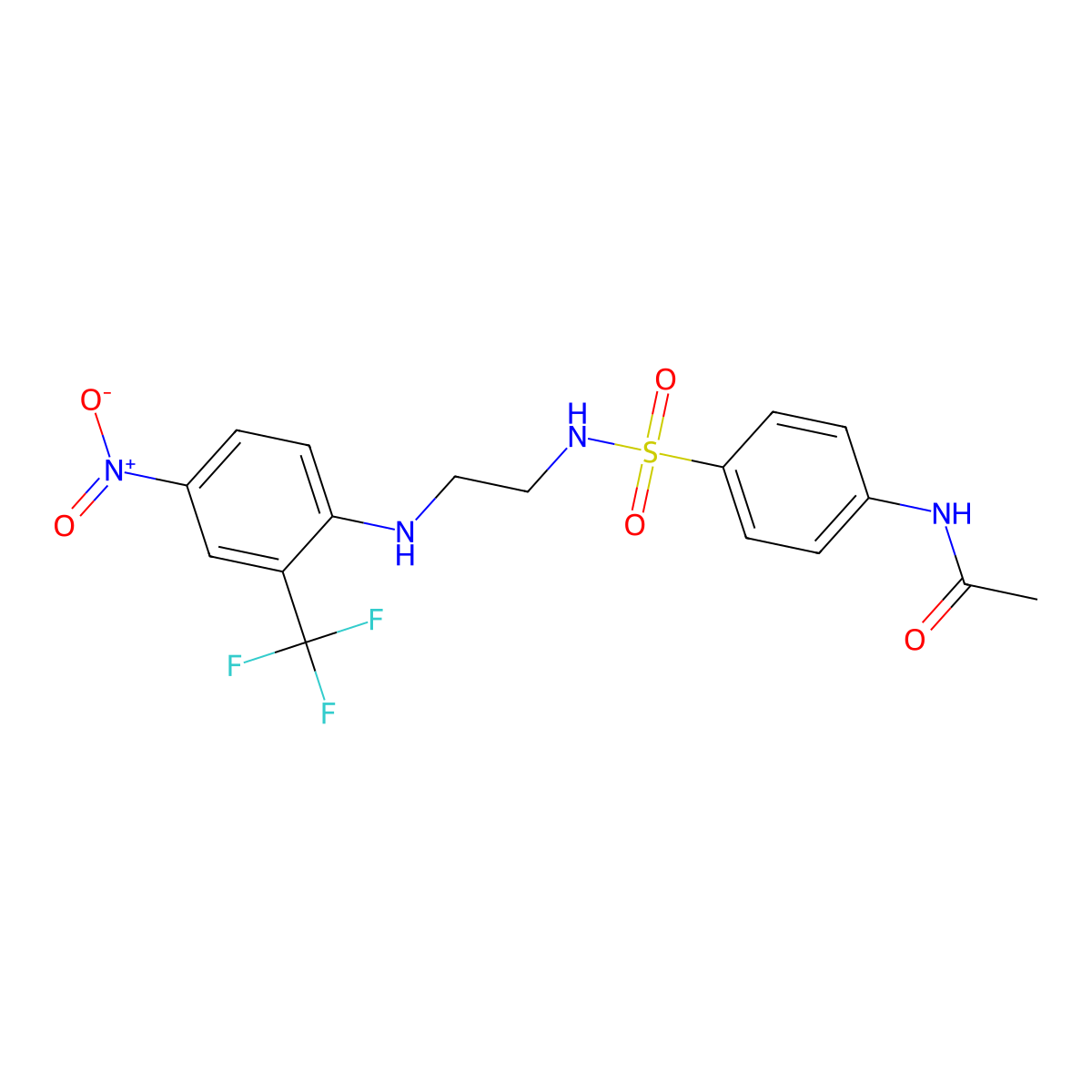 N-{4-[(2-{[4-nitro-2-(trifluoromethyl)phenyl]amino}ethyl)sulfamoyl]phenyl}acetamide molecular structure, CAS 433328-00-8