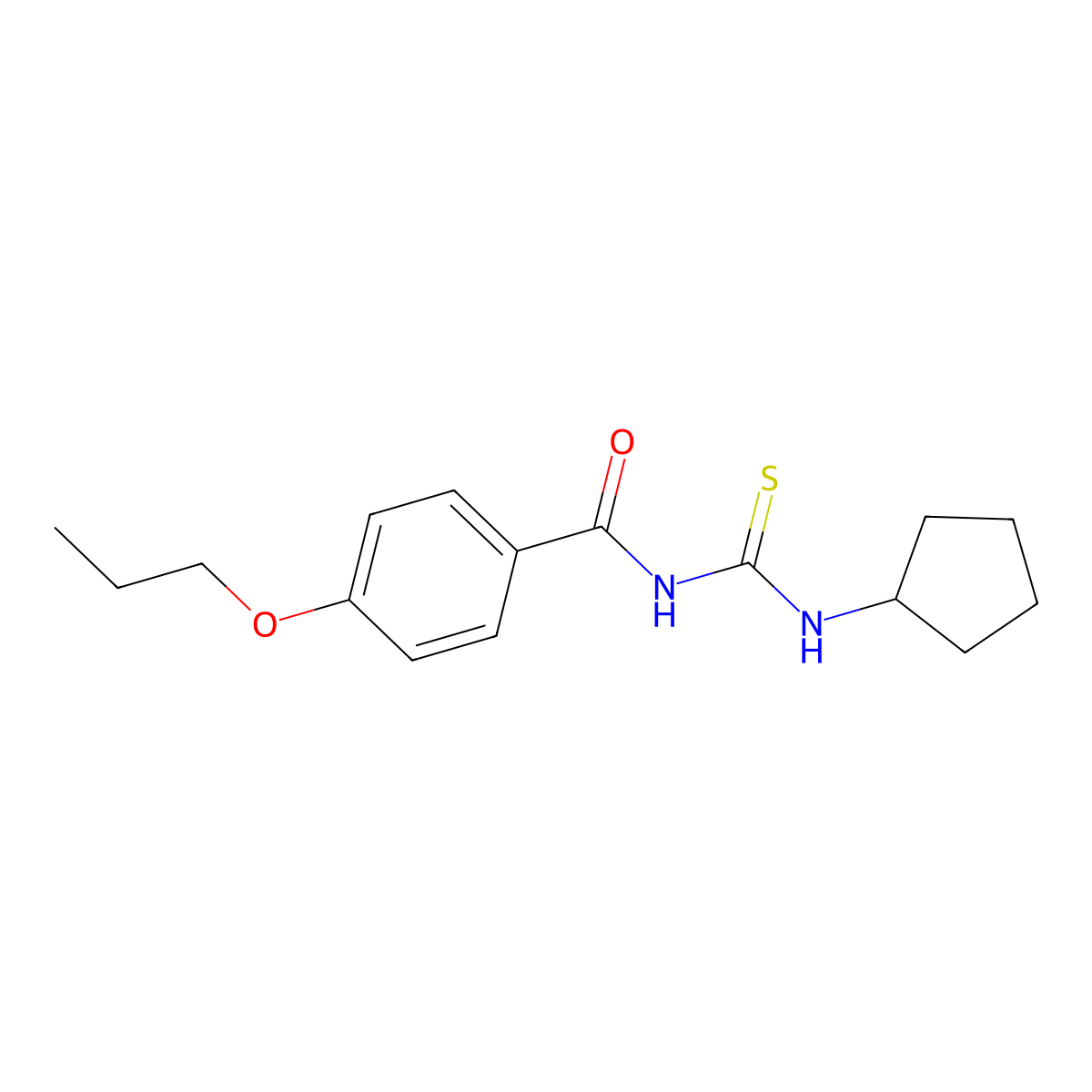 N-(cyclopentylcarbamothioyl)-4-propoxybenzamide molecular structure, CAS 433328-03-1