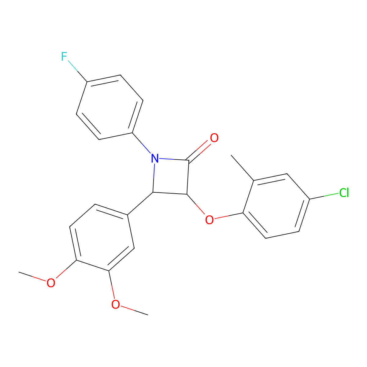 3-(4-Chloro-2-methylphenoxy)-4-(3,4-dimethoxyphenyl)-1-(4-fluorophenyl)azetidin-2-one molecular structure, CAS 433328-16-6