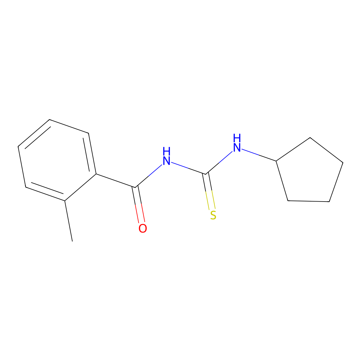 N-(cyclopentylcarbamothioyl)-2-methylbenzamide molecular structure, CAS 433328-19-9