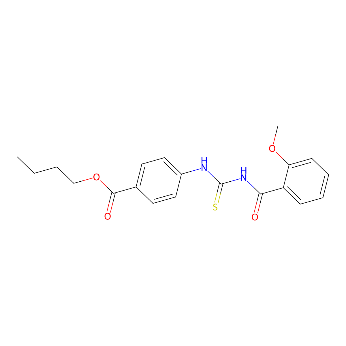 Butyl 4-[(2-methoxybenzoyl)carbamothioylamino]benzoate molecular structure, CAS 433328-25-7