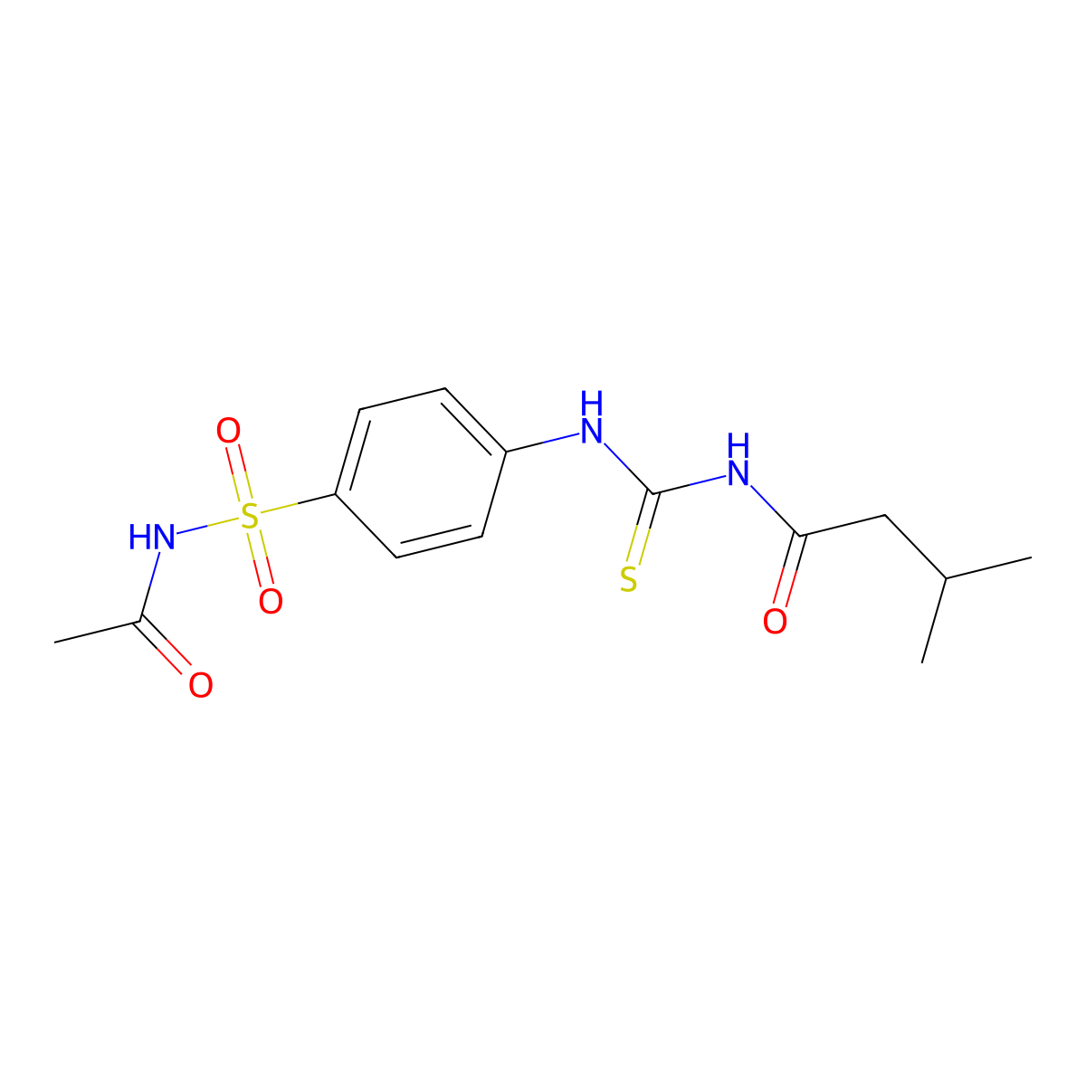 N-[[4-(acetylsulfamoyl)phenyl]carbamothioyl]-3-methylbutanamide molecular structure, CAS 433328-35-9