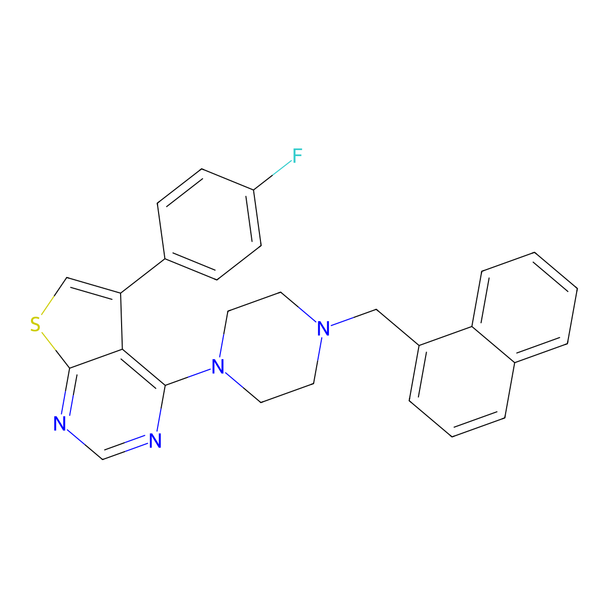 5-(4-Fluorophenyl)-4-[4-(naphthalen-1-ylmethyl)piperazin-1-yl]thieno[2,3-d]pyrimidine molecular structure, CAS 433328-41-7