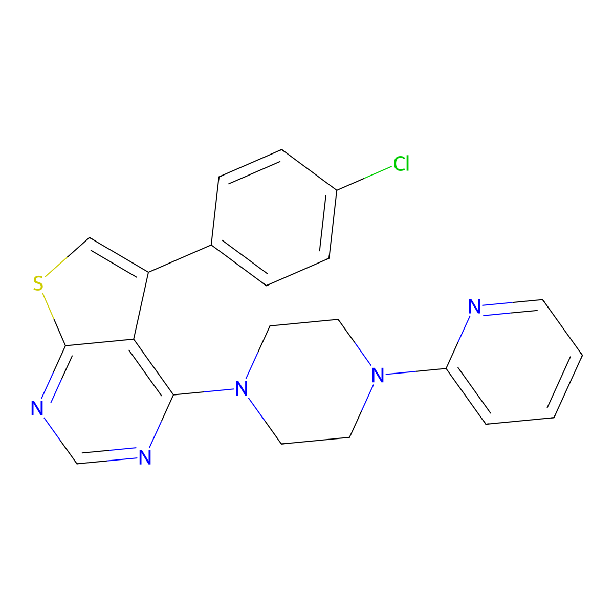 5-(4-Chlorophenyl)-4-[4-(pyridin-2-yl)piperazin-1-yl]thieno[2,3-d]pyrimidine molecular structure, CAS 433328-44-0