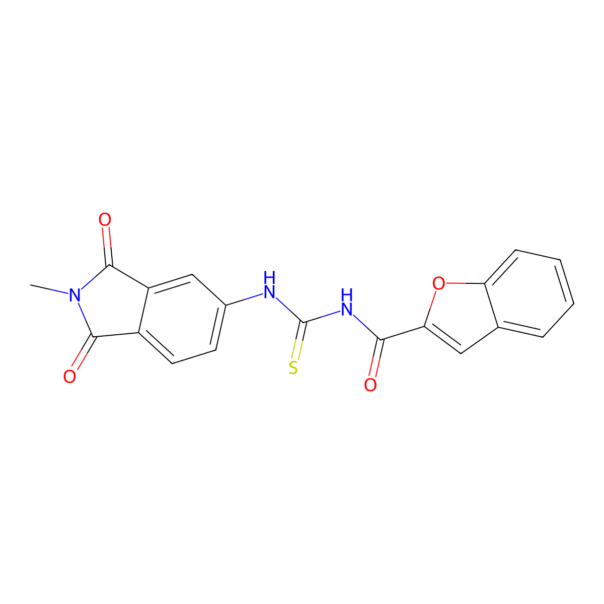 N-[(2-methyl-1,3-dioxoisoindol-5-yl)carbamothioyl]-1-benzofuran-2-carboxamide molecular structure, CAS 433328-45-1