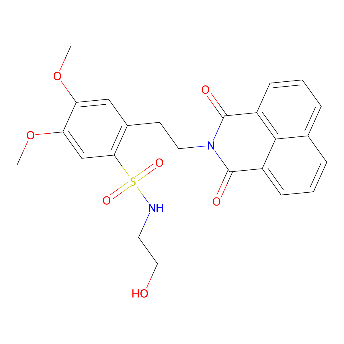 2-(2-(1,3-dioxo-1H-benzo[de]isoquinolin-2(3H)-yl)ethyl)-N-(2-hydroxyethyl)-4,5-dimethoxybenzenesulfonamide molecular structure, CAS 433328-64-4