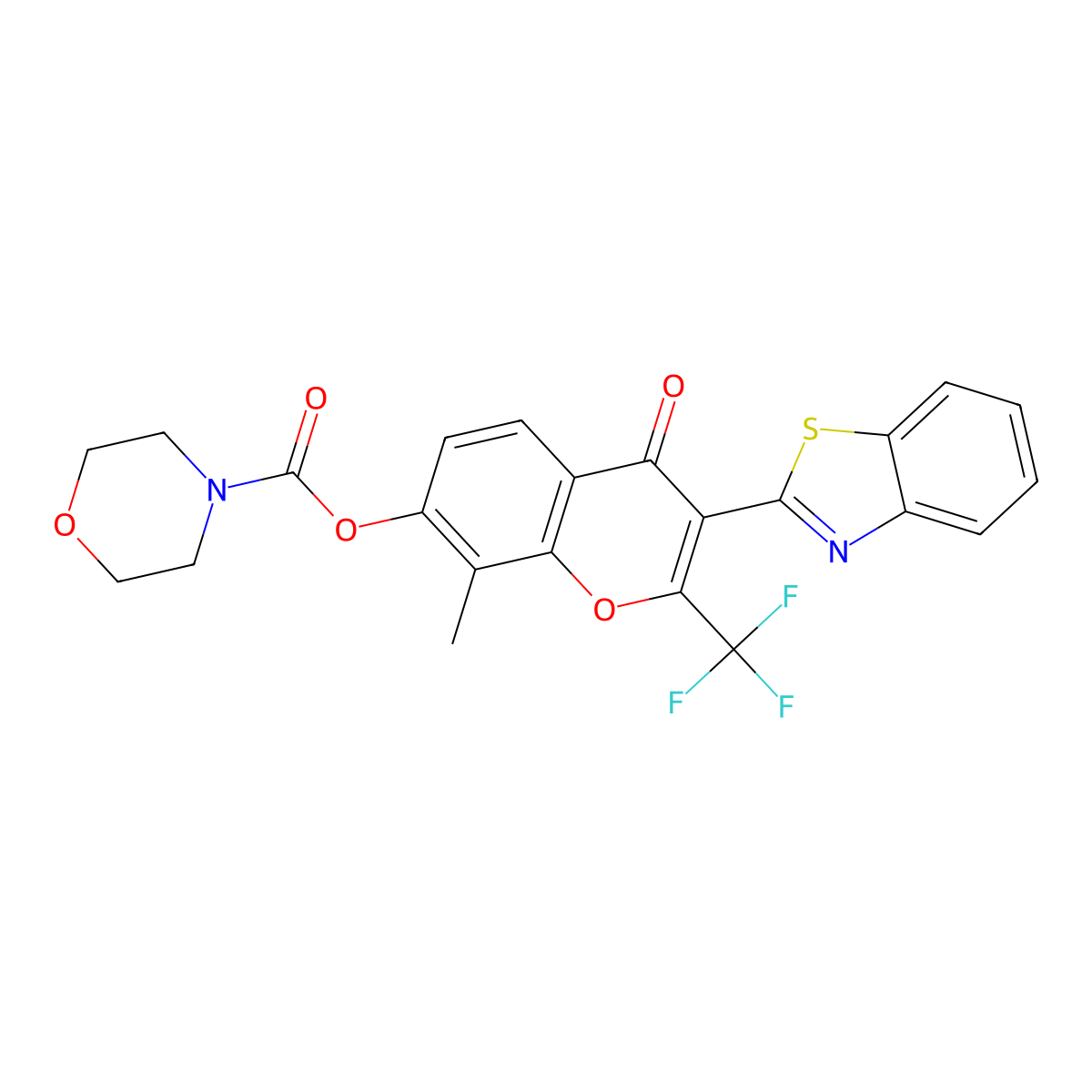 [3-(1,3-Benzothiazol-2-yl)-8-methyl-4-oxo-2-(trifluoromethyl)chromen-7-yl] morpholine-4-carboxylate molecular structure, CAS 433328-66-6