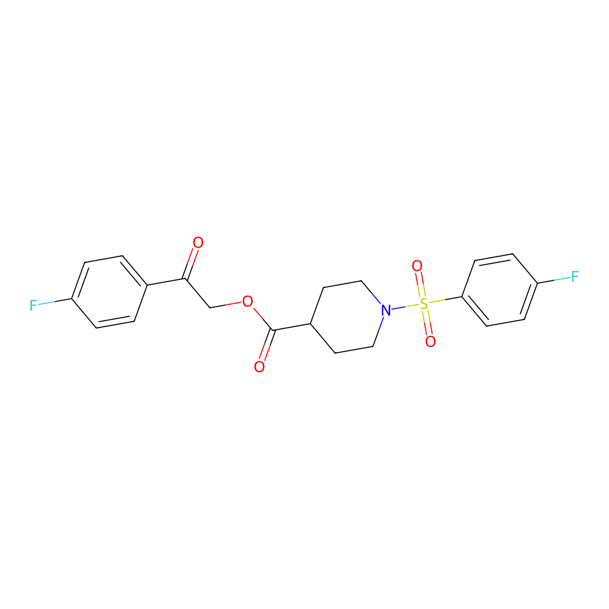 2-(4-Fluorophenyl)-2-oxoethyl 1-[(4-fluorophenyl)sulfonyl]piperidine-4-carboxylate molecular structure, CAS 433328-67-7