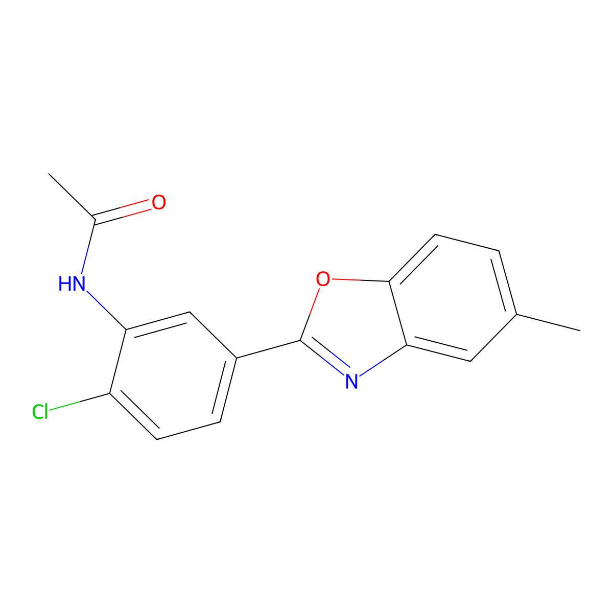 N-[2-chloro-5-(5-methyl-1,3-benzoxazol-2-yl)phenyl]acetamide molecular structure, CAS 433328-71-3