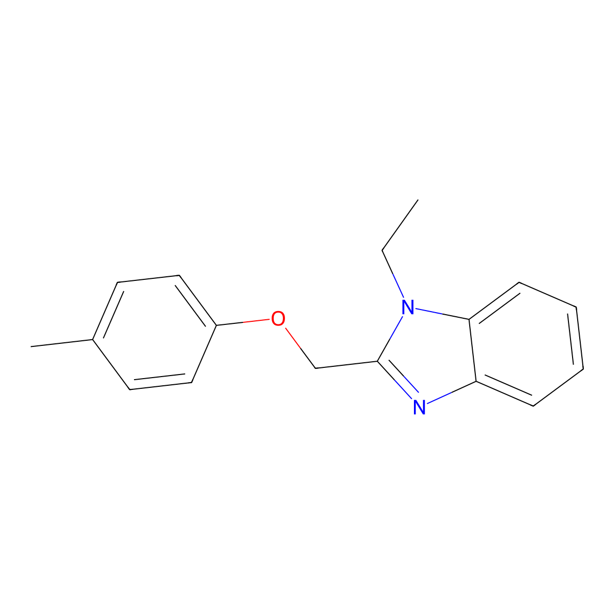 1-ethyl-2-[(4-methylphenoxy)methyl]-1H-1,3-benzodiazole molecular structure, CAS 433328-82-6