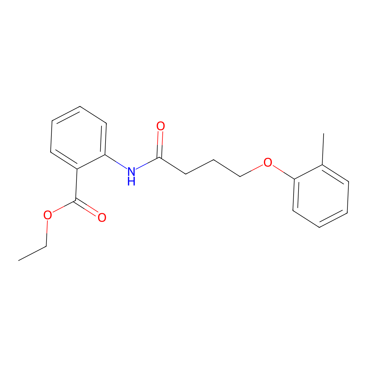 Ethyl 2-[4-(2-methylphenoxy)butanoylamino]benzoate molecular structure, CAS 433328-93-9