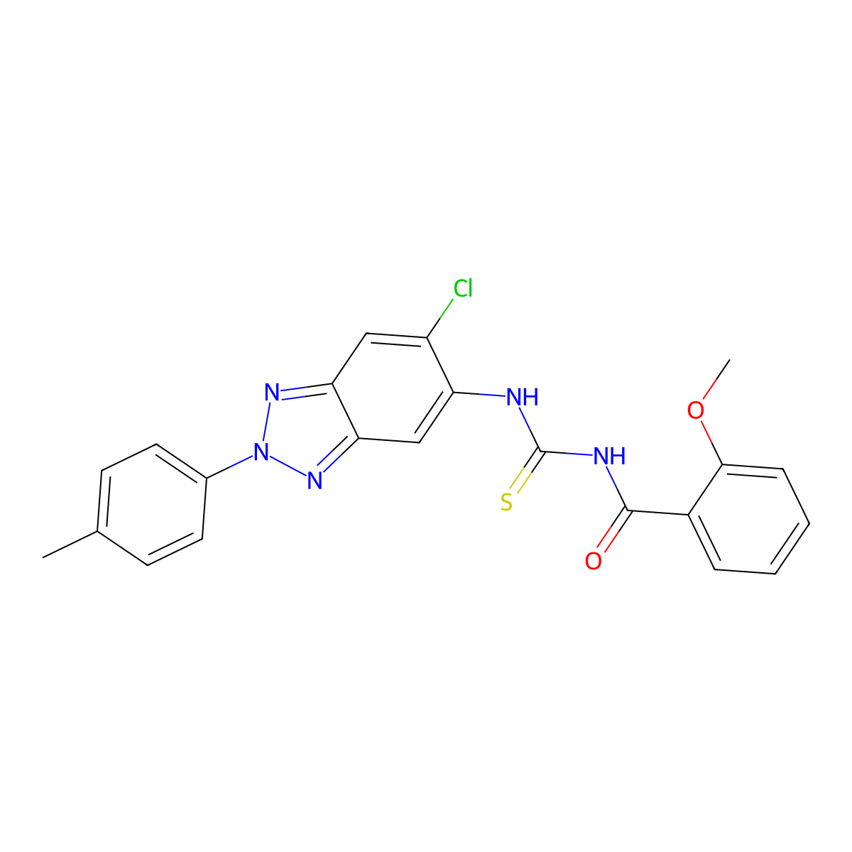 N-[[6-chloro-2-(4-methylphenyl)benzotriazol-5-yl]carbamothioyl]-2-methoxybenzamide molecular structure, CAS 433329-03-4