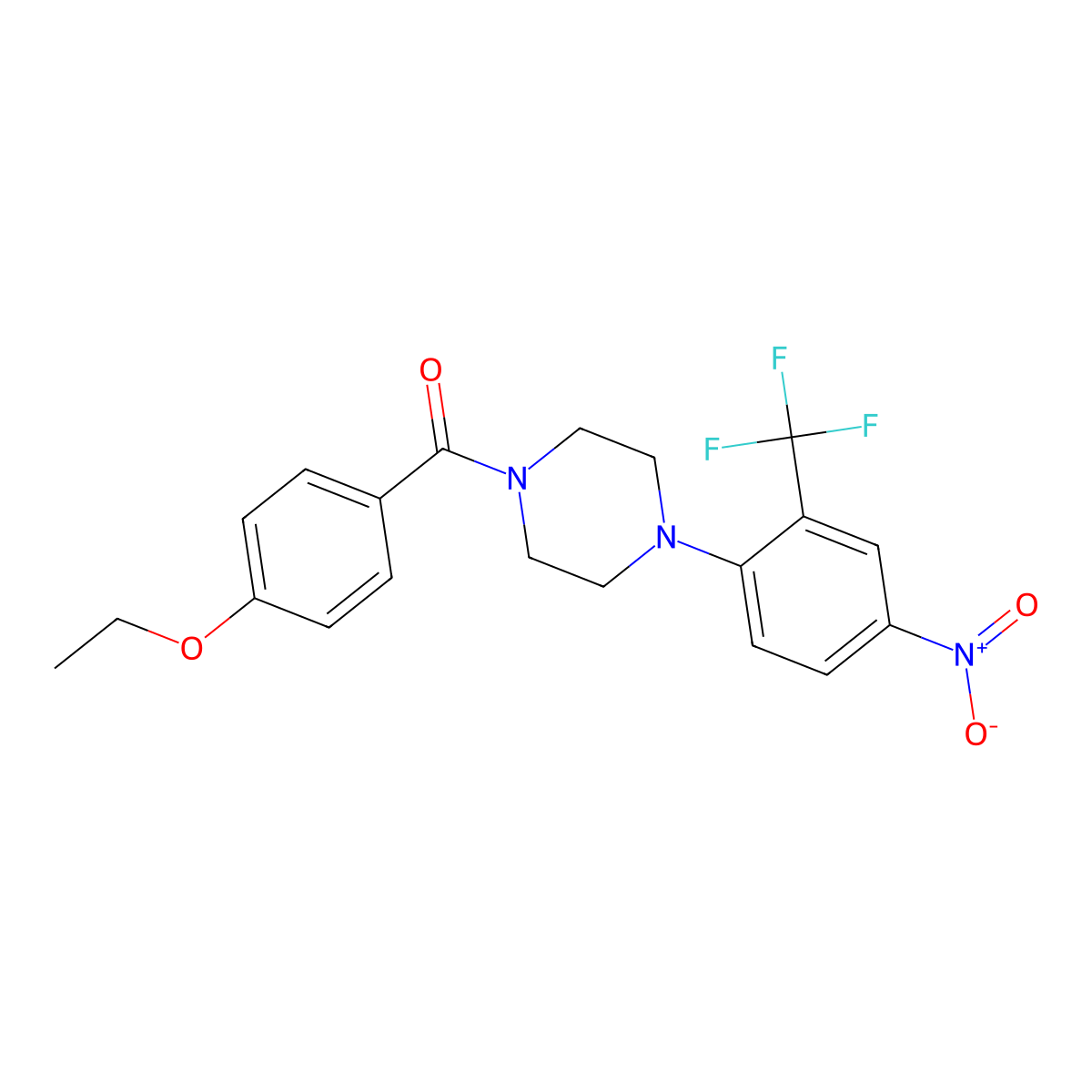 (4-Ethoxyphenyl)-[4-[4-nitro-2-(trifluoromethyl)phenyl]piperazin-1-yl]methanone molecular structure, CAS 433329-15-8