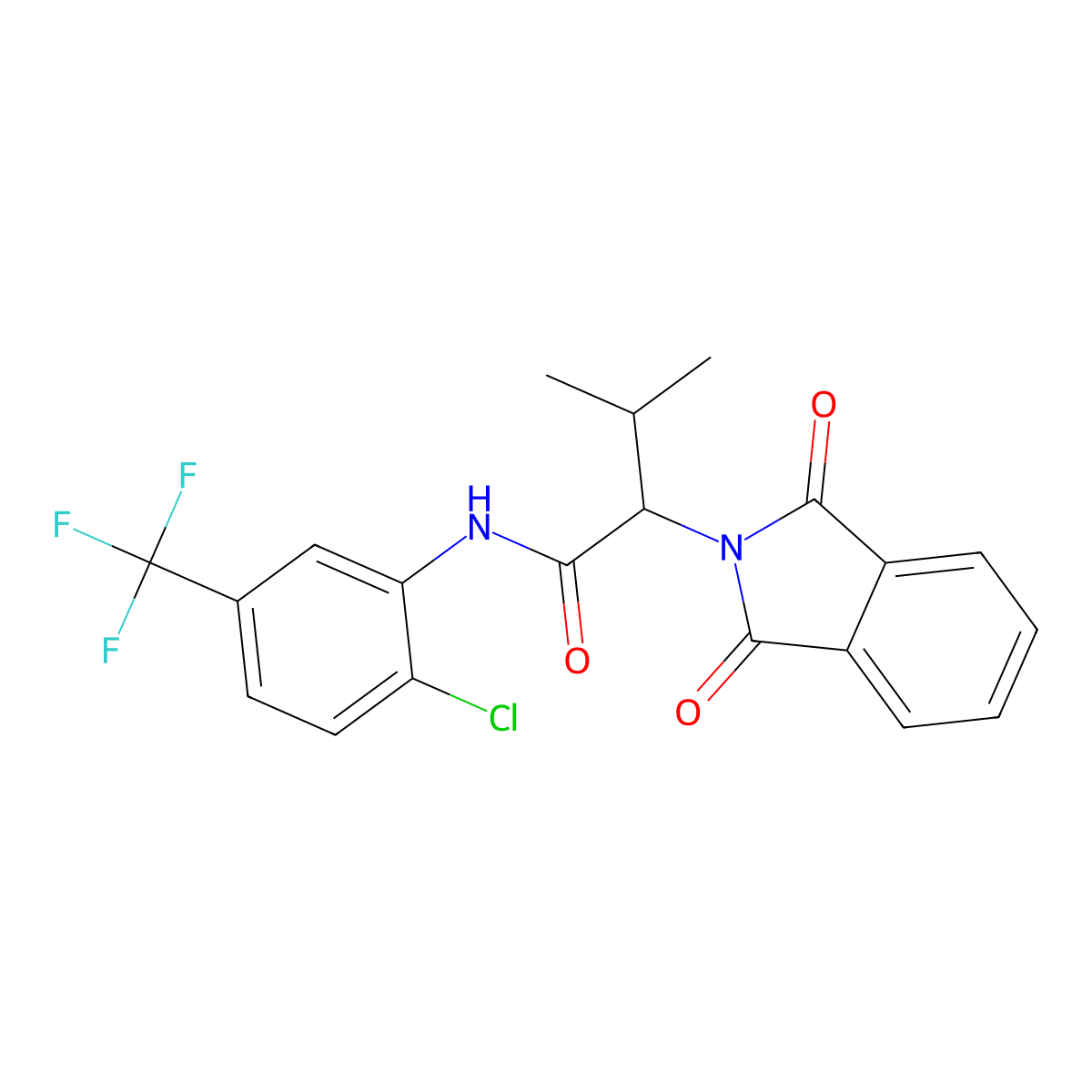 N-[2-chloro-5-(trifluoromethyl)phenyl]-2-(1,3-dioxoisoindol-2-yl)-3-methylbutanamide molecular structure, CAS 433329-21-6