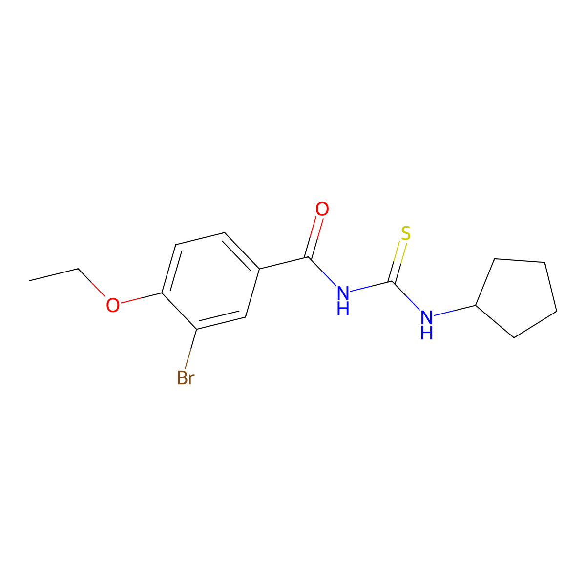 3-bromo-N-(cyclopentylcarbamothioyl)-4-ethoxybenzamide molecular structure, CAS 433329-26-1