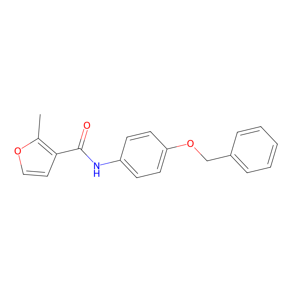 2-methyl-N-(4-phenylmethoxyphenyl)furan-3-carboxamide molecular structure, CAS 433329-34-1