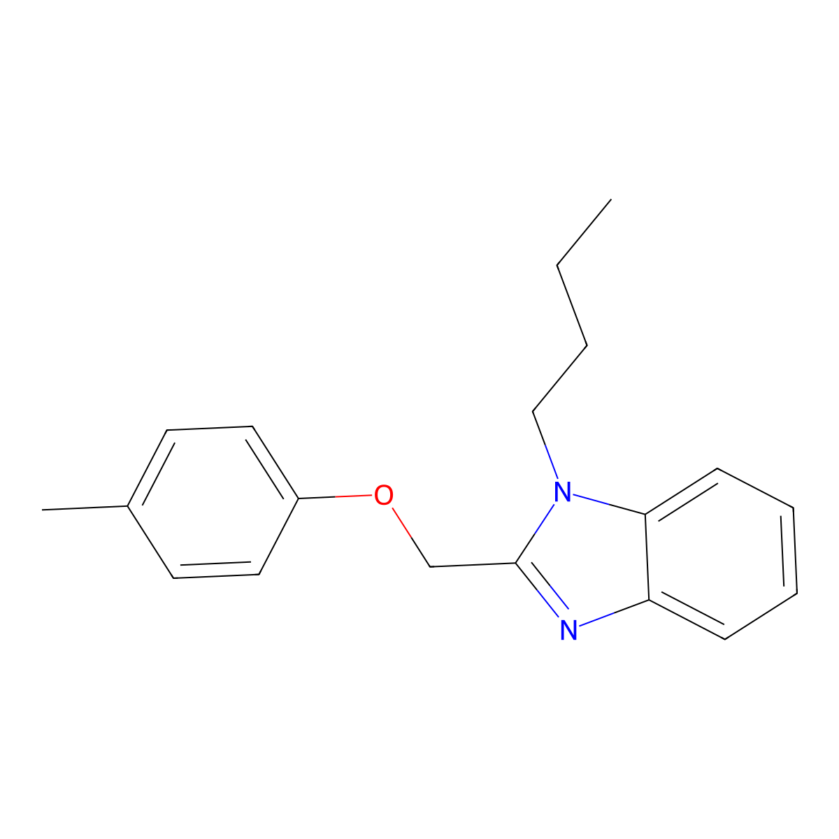 1-butyl-2-((p-tolyloxy)methyl)-1H-benzo[d]imidazole molecular structure, CAS 433329-43-2